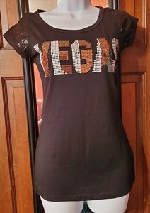 Black sequin VEGAS t-shirt